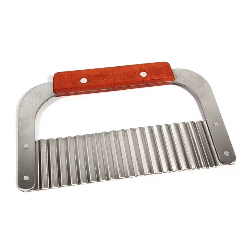 K1035 Stainless Steel Potato Chip Slicer Dough Vegetable Fruit Crinkle Wavy Slicer Knife Potato Cutter Chopper French Fry Maker