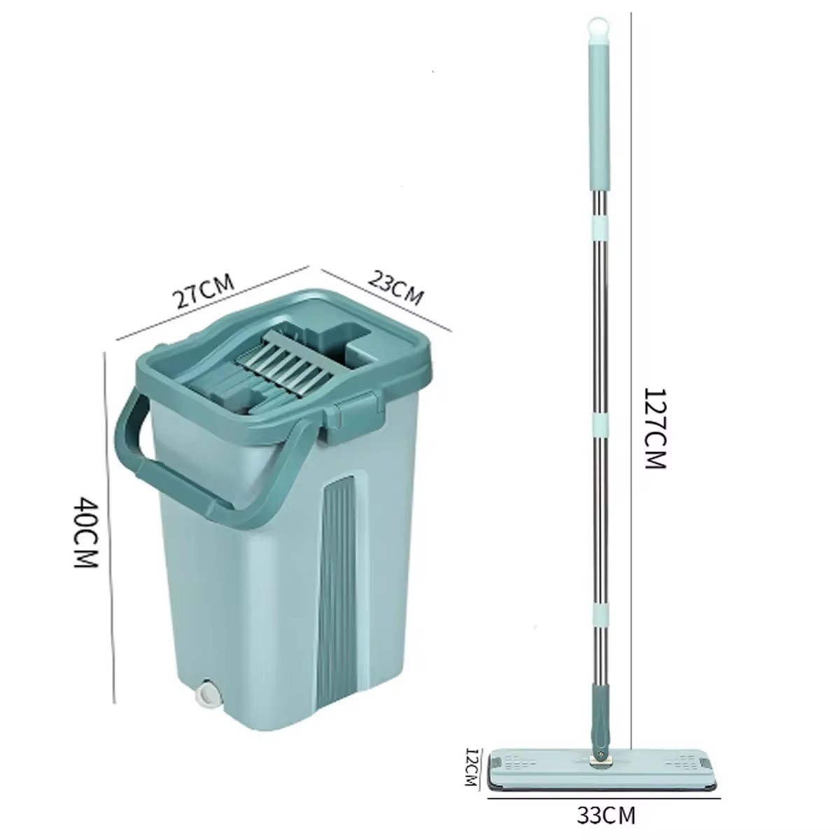 2024 Rectangle 360 Magic Flat Mop and Bucket Set Whole Set With 2 Microfiber Refills Mops Cleaning Floor Mops Head Replacement