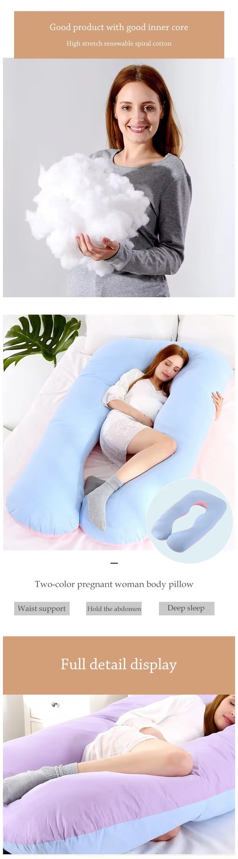 Hot sale U shape manufacturer Leg support Comfortable full body other function pregnancy pillow