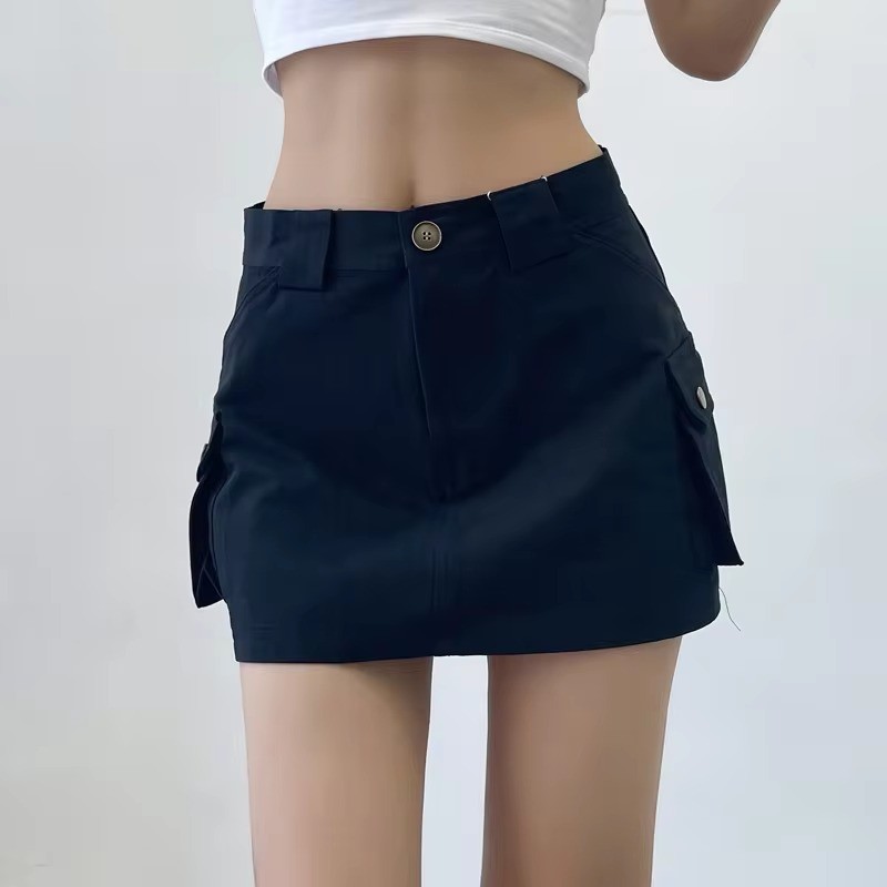 OEM high quality pockets pencil short skirts vintage casual wear mini cargo skirts for women