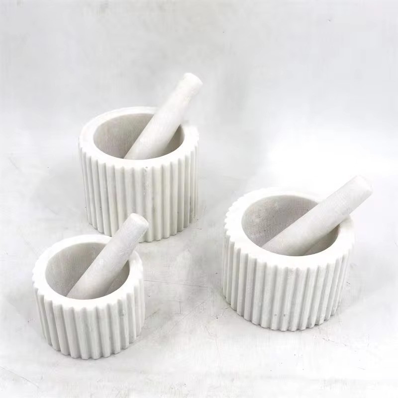 New Product Spice Tools White Marble Mortar Pestle For Kitchen
