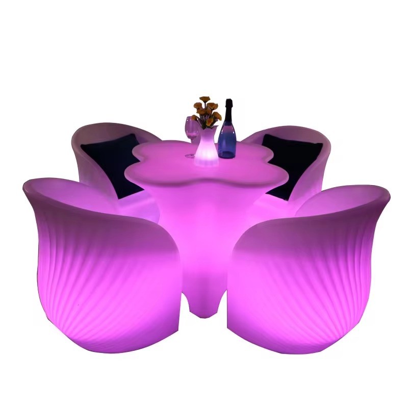 glowing luminous illuminated led table and chair set outdoor nightclub led furniture outdoor garden event party