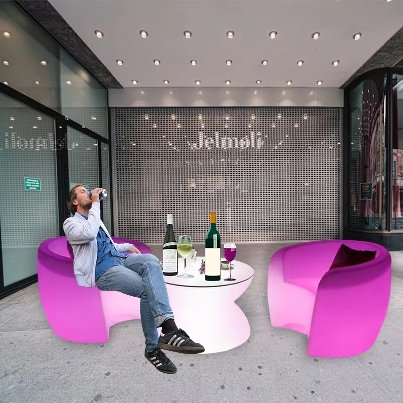 Modern Led Chair And Table Set Furniture European Pe 16 Colors Led Bar Table Set