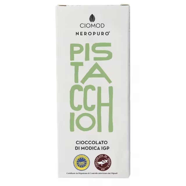 Made in Italy Minimum Cocoa 50% Pistachio Gluten Free Lactos Free Vegan PGI 100g Modica Pistachio Chocolate Bar