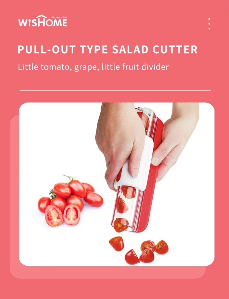 Wishome Brand Stocked Fruit Tool Grape Cutter Tomato Slicer Cherry Zip Slicer Fruit Cutter Kitchen Tools kitchen gadget set
