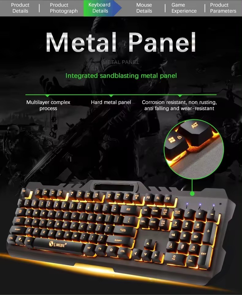 Facoty Directly Sell Gaming Keyboard and Mouse Combo Waterproof RGB Led Backlight Ergonomic Design With USB Receiver For Gamer