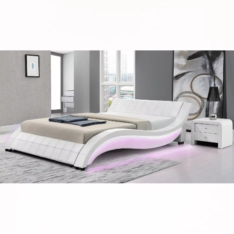 Newest Design High Quality Stunning Curve Shape Comfortable Leather Bed
