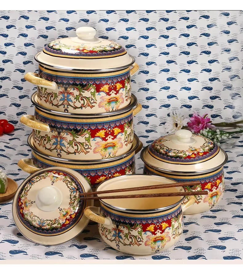 773FD-5 pcs cookware sets nonstick enamel cover cooking pot,high calorie big cooking pots