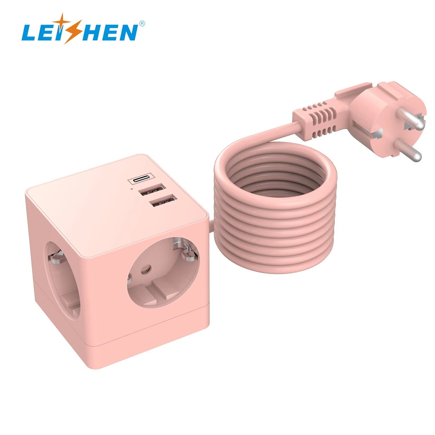 kEMA CE Certificates 16A Power Cube USB Multiple Socket 220V-250V with 3USB Type C Chargers (17W) Desk Extension Sockets
