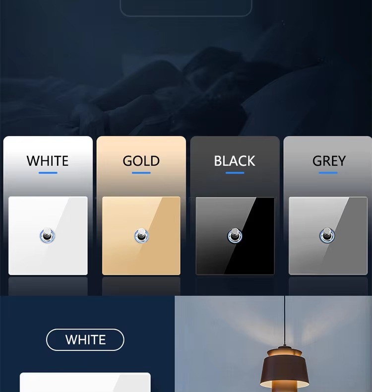 YINKA New Creative Toggle Tempered Glass Switch Kitchen Socket Black Switch ON OFF Light 12V EU UK