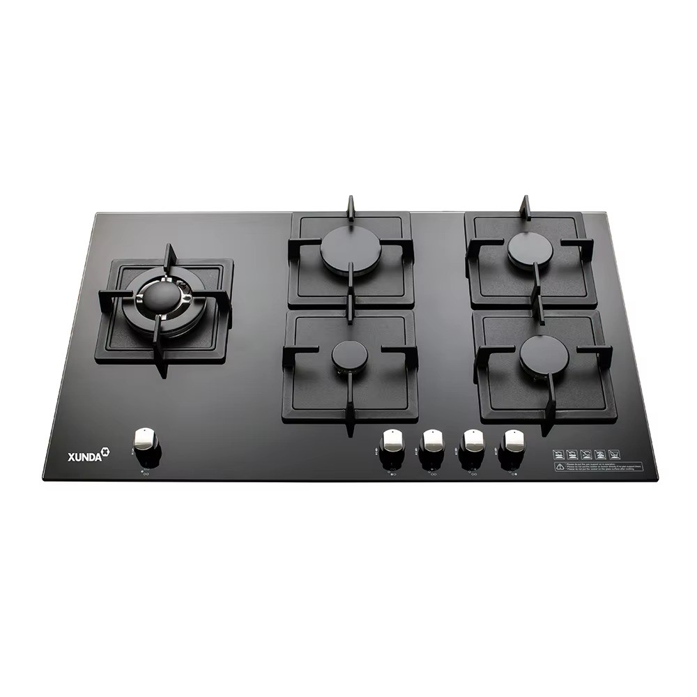 XUNDA Price Professional Manufacturer Gas Hob Glass Built-in Gas Stove 5 Burners Cocina A Gas Cooktops