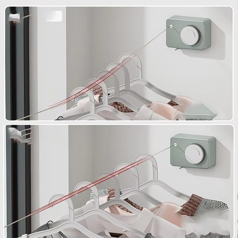 Pulley Drying Pack Stainless Steel Extendable Portable Wall Mounted Rope Outdoor Retractable Clothesline