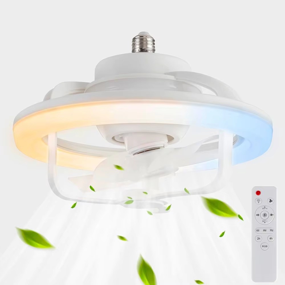 Wiring-free RGB Backlight 3 Color Temperatures E27 Screw 3 Speed Remote Control Fan Light