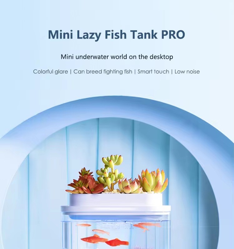 Unique Mini Lazy USB Aquaponics Peceras Fish Tank Aquaculture Betta Acuario for Oxygen Pump Filter Home Room