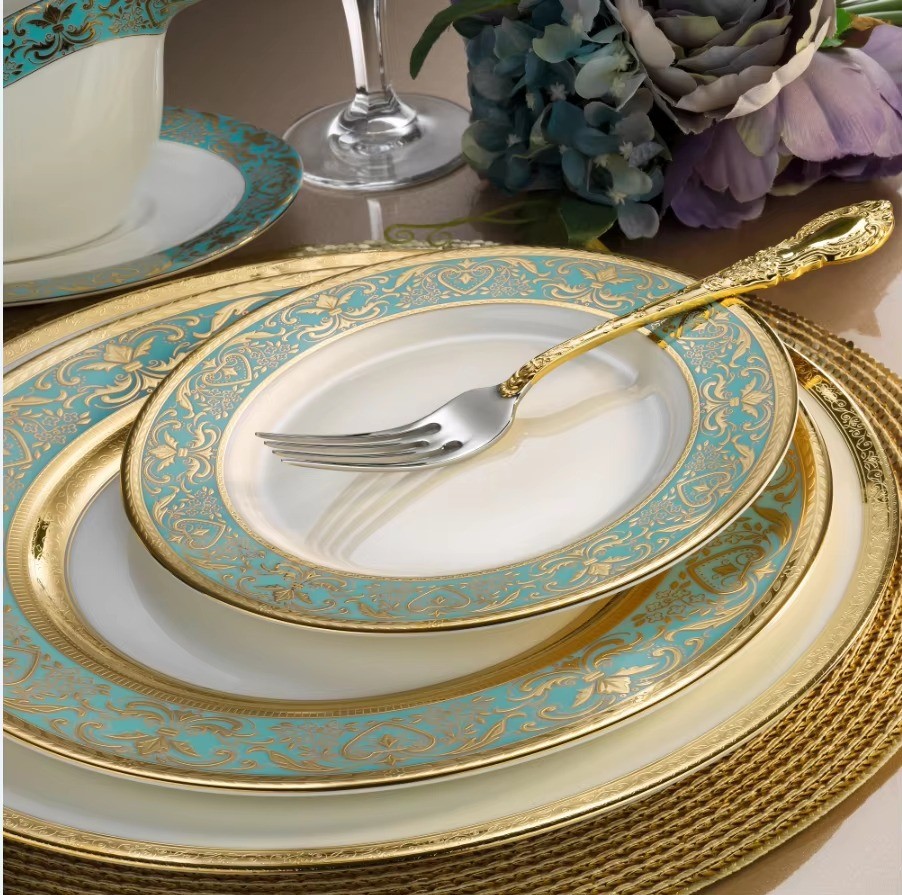eco-friendly tableware wholesale bone china ware dinnerware dinner set european fine porcelain dinner service