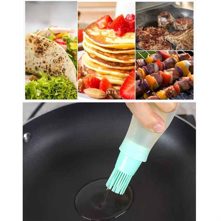cooking silicone oil brush with bottle household heat resistant barbecue oil brush for kitchen pancake frying