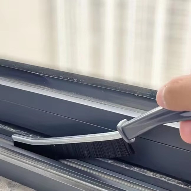 New Multifunctional Hard Bristle and Plastic Window Cleaner gadget Crevice Cleaning Brush for Window Gap Cleaning