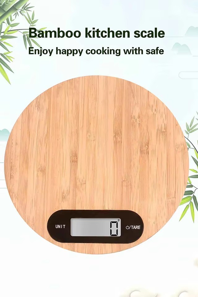 Best Selling Bamboo Digital LCD Kitchen Scale Sensitive Touch Electronic Food Cook Weight Measuring Battery Operated Coffee