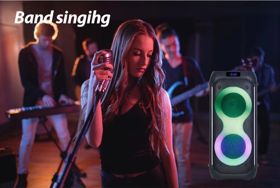 Gadgets New Arrival Trolley Speaker Wireless Microphone dj theater Portable Bluetooth Speaker Heavy Bass RGB Colorful Lights