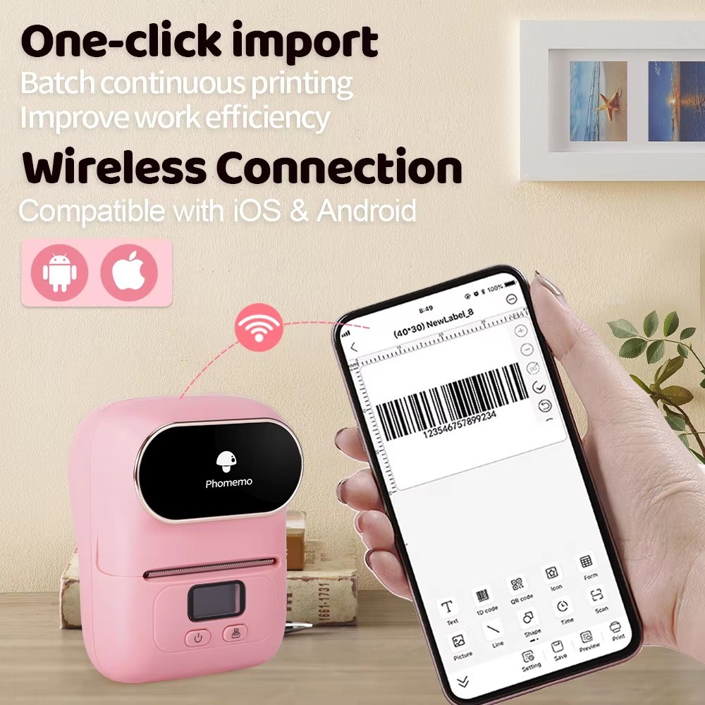 Phomemo M110 Portable Thermal Label Printer Label Maker Machine for iOS & Android Wireless Label Printer
