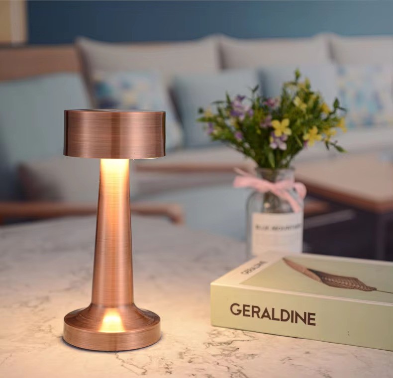 Dumbbell LED Bar Table Lamp Touch Sensor Retro Desktop Night Light USB Rechargeable Wireless Restaurant Hotel Bedroom
