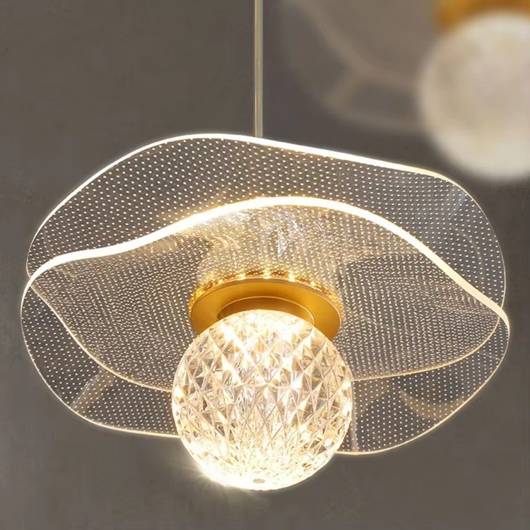 Modern Crystal Hanging Luxury Lamp Lotus Leaf Style Led Chandeliers Pendant Lights Decor Lighting For Home Kitchen Island