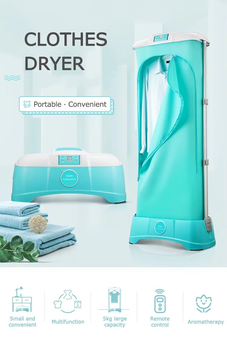 Highend intelligent clothing care electronic 5kg outdoor portable suitcase eco friendly clothes dryer