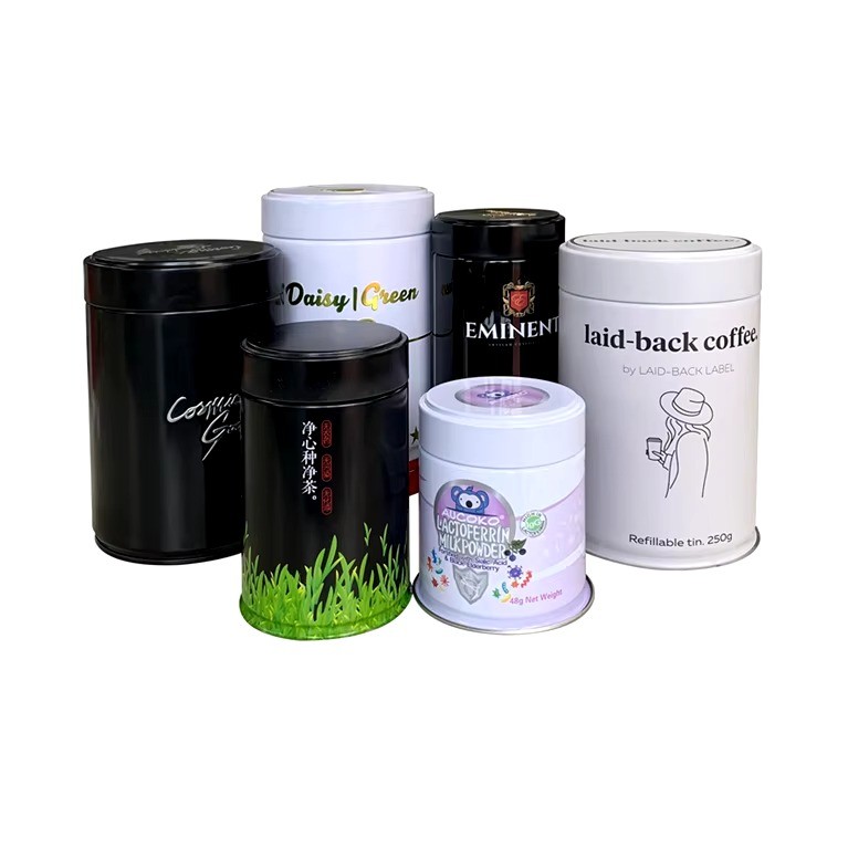 Food Grade Airtight Round Coffee Tin Can Full Color Custom Printed Metal Tin Canister with Screw Lid for Coffee Tea Packing
